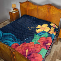 Polynesian Hibiscus Flower Waves Pattern Quilt LT9 - Polynesian Pride
