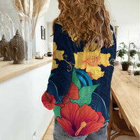 Polynesian Hibiscus Flower Waves Pattern Women Casual Shirt LT9 - Polynesian Pride