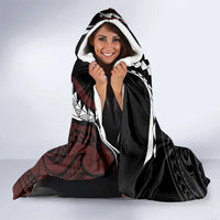 Polynesian Oxblood Line Art Tribal Tattoo Hooded Blanket