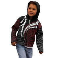 Polynesian Oxblood Line Art Tribal Tattoo Kid Hoodie