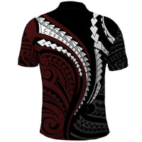 Polynesian Oxblood Line Art Tribal Tattoo Polo Shirt