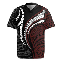 Polynesian Oxblood Line Art Tribal Tattoo Rugby Jersey