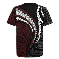 Polynesian Oxblood Line Art Tribal Tattoo Rugby Jersey