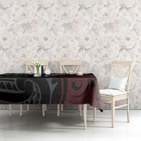 Polynesian Oxblood Line Art Tribal Tattoo Tablecloth