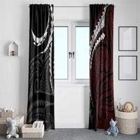 Polynesian Oxblood Line Art Tribal Tattoo Window Curtain