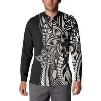 Polynesian Plumeria Floral Tattoo Pattern Button Sweatshirt Beige Style LT9 - Polynesian Pride