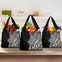 Polynesian Plumeria Floral Tattoo Pattern Grocery Bag Beige Style