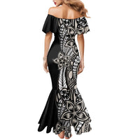 Polynesian Plumeria Floral Tattoo Pattern Mermaid Dress Beige Style LT9 - Polynesian Pride