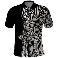 Polynesian Plumeria Floral Tattoo Pattern Polo Shirt Beige Style