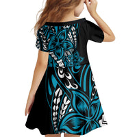 Polynesian Plumeria Floral Tattoo Pattern Family Matching Puletasi and Hawaiian Shirt Blue Style LT9 - Polynesian Pride