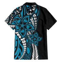 Polynesian Plumeria Floral Tattoo Pattern Family Matching Puletasi and Hawaiian Shirt Blue Style LT9 - Polynesian Pride