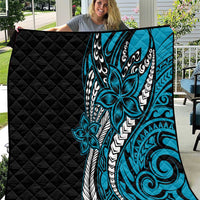 Polynesian Plumeria Floral Tattoo Pattern Quilt Blue Style LT9 Blue - Polynesian Pride