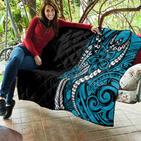Polynesian Plumeria Floral Tattoo Pattern Quilt Blue Style LT9 - Polynesian Pride