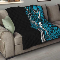 Polynesian Plumeria Floral Tattoo Pattern Quilt Blue Style LT9 - Polynesian Pride