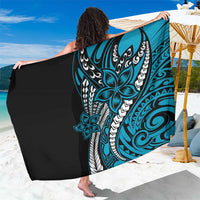 Polynesian Plumeria Floral Tattoo Pattern Sarong Blue Style LT9 One Size 44 x 66 inches Blue - Polynesian Pride