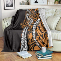 Polynesian Plumeria Floral Tattoo Pattern Blanket Gold Style