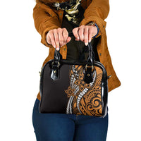 Polynesian Plumeria Floral Tattoo Pattern Shoulder Handbag Gold Style LT9 One Size Gold - Polynesian Pride