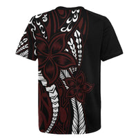 Polynesian Plumeria Floral Tattoo Pattern Rugby Jersey Oxblood Style