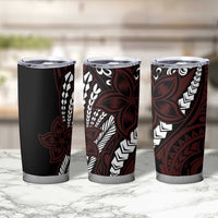 Polynesian Plumeria Floral Tattoo Pattern Tumbler Cup Oxblood Style
