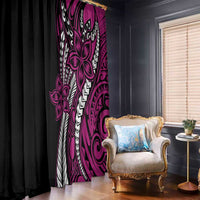 Polynesian Plumeria Floral Tattoo Pattern Window Curtain Pink Style