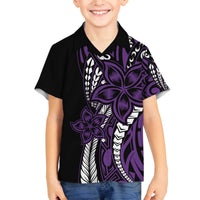 Polynesian Plumeria Floral Tattoo Pattern Family Matching Puletasi and Hawaiian Shirt Purple Style LT9 Son's Shirt Purple - Polynesian Pride
