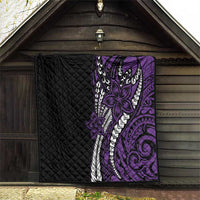 Polynesian Plumeria Floral Tattoo Pattern Quilt Purple Style LT9 - Polynesian Pride