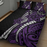 Polynesian Plumeria Floral Tattoo Pattern Quilt Bed Set Purple Style