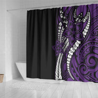 Polynesian Plumeria Floral Tattoo Pattern Shower Curtain Purple Style LT9 - Polynesian Pride