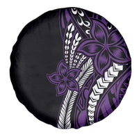 Polynesian Plumeria Floral Tattoo Pattern Spare Tire Cover Purple Style