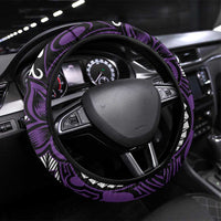 Polynesian Plumeria Floral Tattoo Pattern Steering Wheel Cover Purple Style