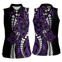 Polynesian Plumeria Floral Tattoo Pattern Women Sleeveless Polo Shirt Purple Style LT9 - Polynesian Pride