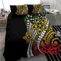 Polynesian Plumeria Floral Tattoo Pattern Bedding Set Reggae Style