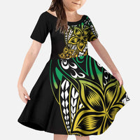 Polynesian Plumeria Floral Tattoo Pattern Family Matching Mermaid Dress and Hawaiian Shirt Reggae Style