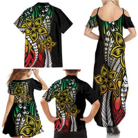 Polynesian Plumeria Floral Tattoo Pattern Family Matching Summer Maxi Dress and Hawaiian Shirt Reggae Style LT9 - Polynesian Pride