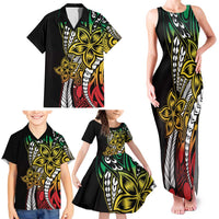 Polynesian Plumeria Floral Tattoo Pattern Family Matching Tank Maxi Dress and Hawaiian Shirt Reggae Style LT9 - Polynesian Pride