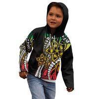 Polynesian Plumeria Floral Tattoo Pattern Kid Hoodie Reggae Style