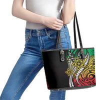 Polynesian Plumeria Floral Tattoo Pattern Leather Tote Bag Reggae Style LT9 - Polynesian Pride