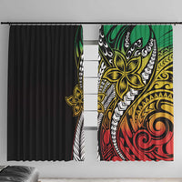 Polynesian Plumeria Floral Tattoo Pattern Window Curtain Reggae Style