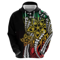 Polynesian Plumeria Floral Tattoo Pattern Zip Hoodie Reggae Style