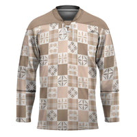 Hawaiian Palaka Quilt Pattern Hockey Jersey Hawaii Culture Bird of Paradise Exotic Motif LT9 Unisex Beige - Polynesian Pride