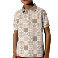 Hawaiian Palaka Quilt Pattern Kid Polo Shirt Hawaii Culture Bird of Paradise Exotic Motif - Polynesian Pride