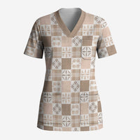 Hawaiian Palaka Quilt Pattern Scrub Top Hawaii Culture Bird of Paradise Exotic Motif - Polynesian Pride