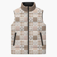 Hawaiian Palaka Quilt Pattern Sleeveless Puffer Jacket Hawaii Culture Bird of Paradise Exotic Motif LT9 Unisex Beige - Polynesian Pride