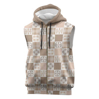 Hawaiian Palaka Quilt Pattern Sleeveless Zip Hoodie Hawaii Culture Bird of Paradise Exotic Motif - Polynesian Pride