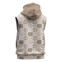Hawaiian Palaka Quilt Pattern Sleeveless Zip Hoodie Hawaii Culture Bird of Paradise Exotic Motif - Polynesian Pride