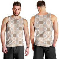 Hawaiian Palaka Quilt Pattern Men Tank Top Hawaii Culture Honu Turtle - Polynesian Pride