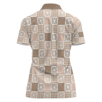 Hawaiian Palaka Quilt Pattern Women Polo Shirt Hawaii Culture Honu Turtle - Polynesian Pride