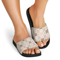 Hawaiian Palaka Quilt Pattern Slide Sandals Hawaii Culture Pineapple - Polynesian Pride