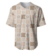 Hawaiian Palaka Quilt Pattern Baseball Jersey Hawaii Culture Tropical Flowers Mix - Polynesian Pride