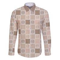 Hawaiian Palaka Quilt Pattern Family Matching Long Sleeve Bodycon Dress and Hawaiian Shirt Hawaii Culture Tropical Flowers Mix - Polynesian Pride